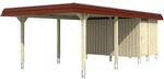 Skan Holz Carport Wendland Wei&szlig; + Anbau 409 x 870 cm EPDM-Dach Blende Rot