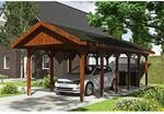 Satteldach-Carport Wallgau Nussbaum 380 x 900 cm schwarze Schindeln