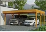 Skan Holz Carport Grunewald 622 cm x 554 cm mit EPDM-Dach Eiche Hell
