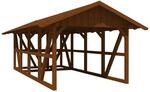 Skan Holz Carport Schwarzwald m. Dachschalung u. Abstellr. 424 x 772 cm Nuss