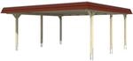 Skan Holz Doppelcarport Wendland Natur 630 x 637 cm EPDM-Dach Blende Rot