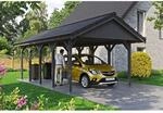 Satteldach-Carport Wallgau Schiefergrau 430 x 750 cm Dachlattung