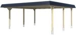 Skan Holz Doppelcarport Wendland Eiche hell 630 x 637cm EPDM-Dach Blende Schwarz