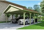 Satteldach-Carport Wallgau 620 x 750 cm rote Schindeln