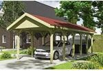 Satteldach-Carport Wallgau 380 x 900 cm rote Schindeln