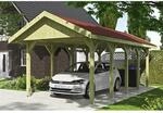 Satteldach-Carport Wallgau 380 x 750 cm rote Schindeln