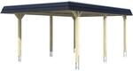 Skan Holz Carport Wendland Nussbaum 409 x 628 cm EPDM-Dach Blende Schwarz