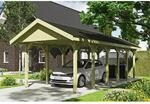 Satteldach-Carport Wallgau 380 x 900 cm schwarze Schindeln