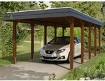 Skan Holz Carport Spreewald 345 cm x 741 cm schwarze Blende Nussbaum