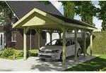 Satteldach-Carport Wallgau Gr&uuml;n 380 x 600 cm schwarze Schindeln