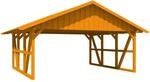 Skan Holz Carport Schwarzwald mit Dachschalung 684 x 600 cm Eiche