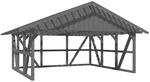 Skan Holz Carport Schwarzwald m. Dachlattung u. R&uuml;ckwand 684 x 600 cm Grau
