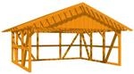 Skan Holz Carport Schwarzwald m. Dachlattung u. R&uuml;ckwand 684 x 600 cm Eiche