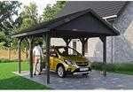 Satteldach-Carport Wallgau Schiefergrau 430 x 500 cm schwarze Schindeln