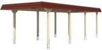 Skan Holz Carport Wendland Wei&szlig; 362 x 870 cm EPDM-Dach Blende Rot