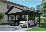 Satteldach-Carport Wallgau Schiefergrau 620 x 500 cm Dachlattung