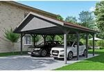 Satteldach-Carport Wallgau Schiefergrau 620 x 600 cm rote Schindeln
