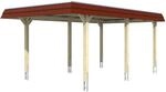 Skan Holz Carport Wendland Natur 362 x 628 cm EPDM-Dach Blende Rot