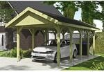 Satteldach-Carport Wallgau 380 x 750 cm schwarze Schindeln