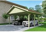 Satteldach-Carport Wallgau 620 x 600 cm rote Schindeln