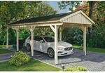 Skan Holz Carport Fichtelberg 317 cm x 808 cm Schwarze Schindeln Natur