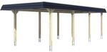 Skan Holz Carport Wendland Nussbaum 362 x 870 cm Alu-Dach Blende Schwarz