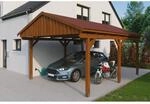 Skan Holz Carport Fichtelberg 423 cm x 566 cm Rote Schindeln Nussbaum
