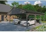 Skan Holz Carport Fichtelberg 618 cm x 808 cm Schwarze Schindeln Schiefergrau