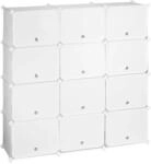 Relaxdays Schuhschrank Kunststoff Metall Wei&szlig; Stecksystem 24 F&auml;cher 125 cm x 125 cm