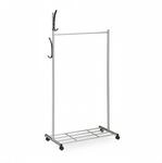 Relaxdays Garderobe mit Rollen Eisen Silber Schwarz 165 cm x 80 cm x 44 cm