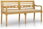 vidaXL Batavia-Bank mit Beigem Kissen 150 cm Massivholz Teak