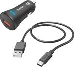 Hama Auto-Schnellladeger&auml;t mit Ladekabel USB-C 19,5 W 1,5 m Schwarz