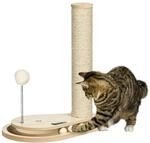 PawHut Kratzstamm 40 cm mit Holzkugel-Katzenspielzeug und Drehscheibe