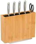 Relaxdays Messerblock Bambus Natur Unbest&uuml;ckt Rutschhemmend 23 cm x 30 cm x 12 cm