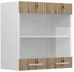 Vicco K&uuml;chenglasschrank R-Line Glash&auml;ngeschrank Artisan-Eiche Wei&szlig; 60 cm