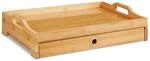 Relaxdays Serviertablett Bambus Natur mit Schublade 43 cm x 31 cm x 10 cm
