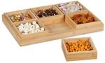 Relaxdays Snackschalen Set Bambus Natur Mit Serviertablett 47 cm x 32,5 cm x 5,5 cm