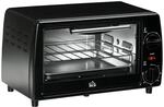 HOMCOM Mini Backofen 10 Liter 750W Backblech und Rost 36,5x26x22 cm Schwarz