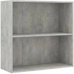vidaXL B&uuml;cherregal 2 F&auml;cher Betongrau 80x30x76,5 cm Holzwerkstoff 801003