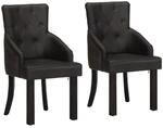 vidaXL Esszimmerst&uuml;hle 2 Stk Schwarz Echtes Ziegenleder 288290