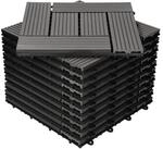 ECD Germany WPC Terrassenfliesen 30x30 cm 11Er Spar Set Anthrazit Mosaik