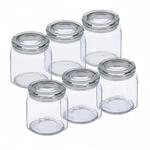 Relaxdays 6er Set Vorratsgl&auml;ser mit Deckel Glas Transparent Luftdicht 14,5 cm x 13,5