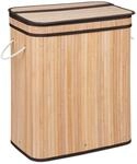 Relaxdays W&auml;schesortierer Bambus Natur 3 F&auml;cher 63 cm x 55 cm x 35 cm 2,6 kg