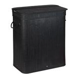 Relaxdays W&auml;schesortierer Bambus Schwarz 3 F&auml;cher 63 cm x 55 cm x 35 cm 2,6 kg