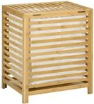 HOMCOM W&auml;schekorb 55L mit Deckel Entnehmbarem Bambus 50 x 36 x 60 cm Natur