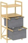 HOMCOM W&auml;schekorb Bambus Polyester Naturholz 44L x 34B x 96H cm