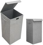 DuneDesign Faltbarer W&auml;schekorb 50 Liter mit Deckel und W&auml;schesack