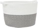 vidaXL W&auml;schekorb Grau und Wei&szlig; &Oslash;60x36 cm Baumwolle 358474