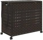 vidaXL W&auml;schekorb mit Rollen Dunkelbraun 66x35x60 cm Rattan 372045