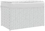 vidaXL W&auml;schekorb mit Deckel Wei&szlig; 55,5x35x34 cm Poly Rattan 372053